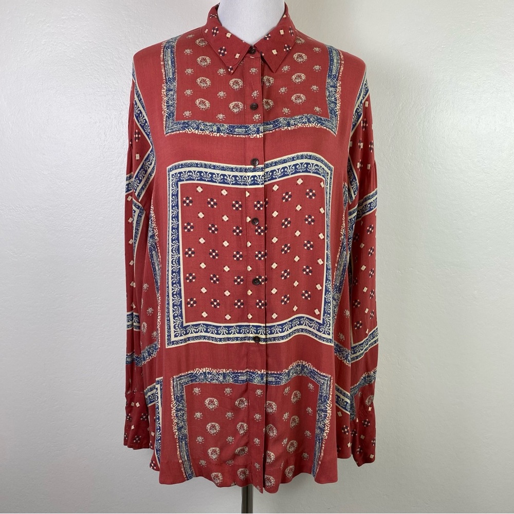 Free People Little Secrets Voile Bandana Button-down Shirt